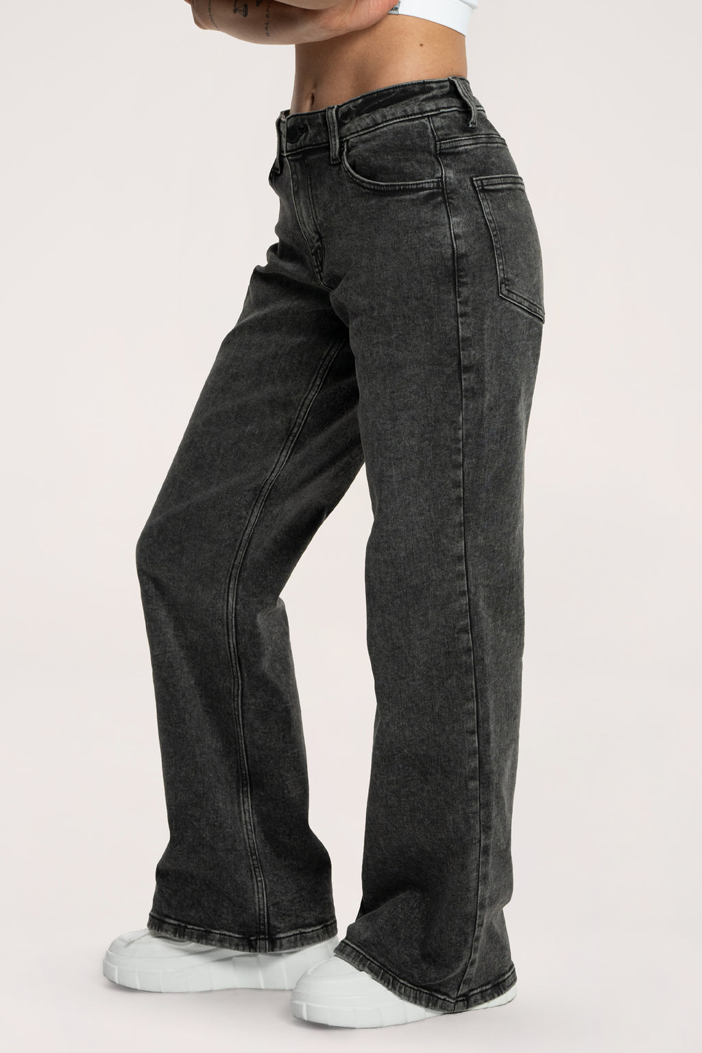 Jeansy wide z niskim stanem grey