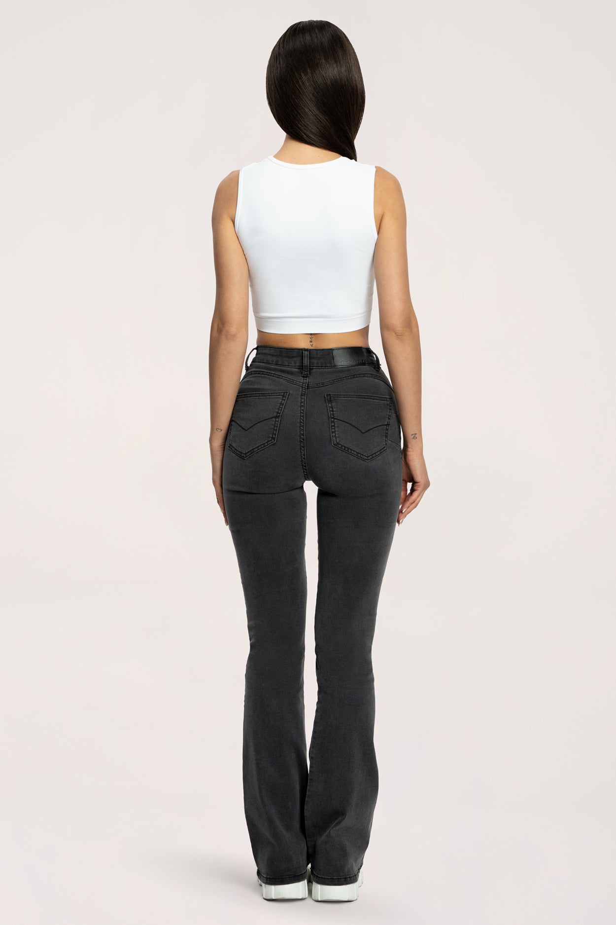 Jeansy dzwony perfect slim black long