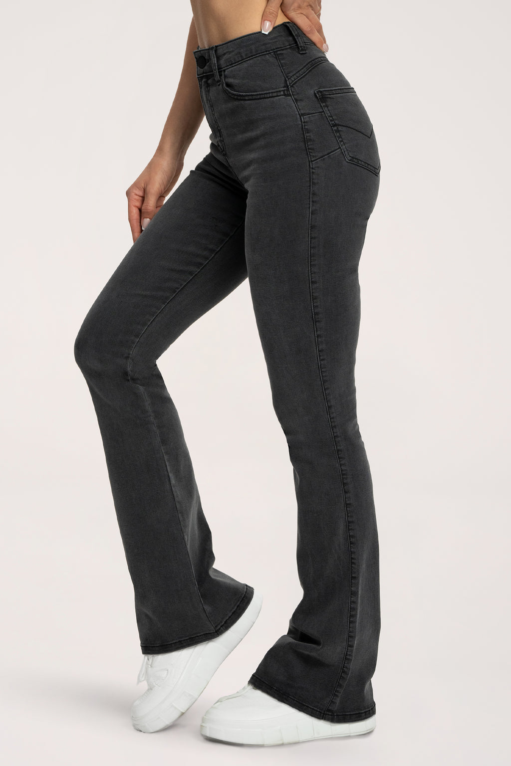 Jeansy dzwony perfect slim black long