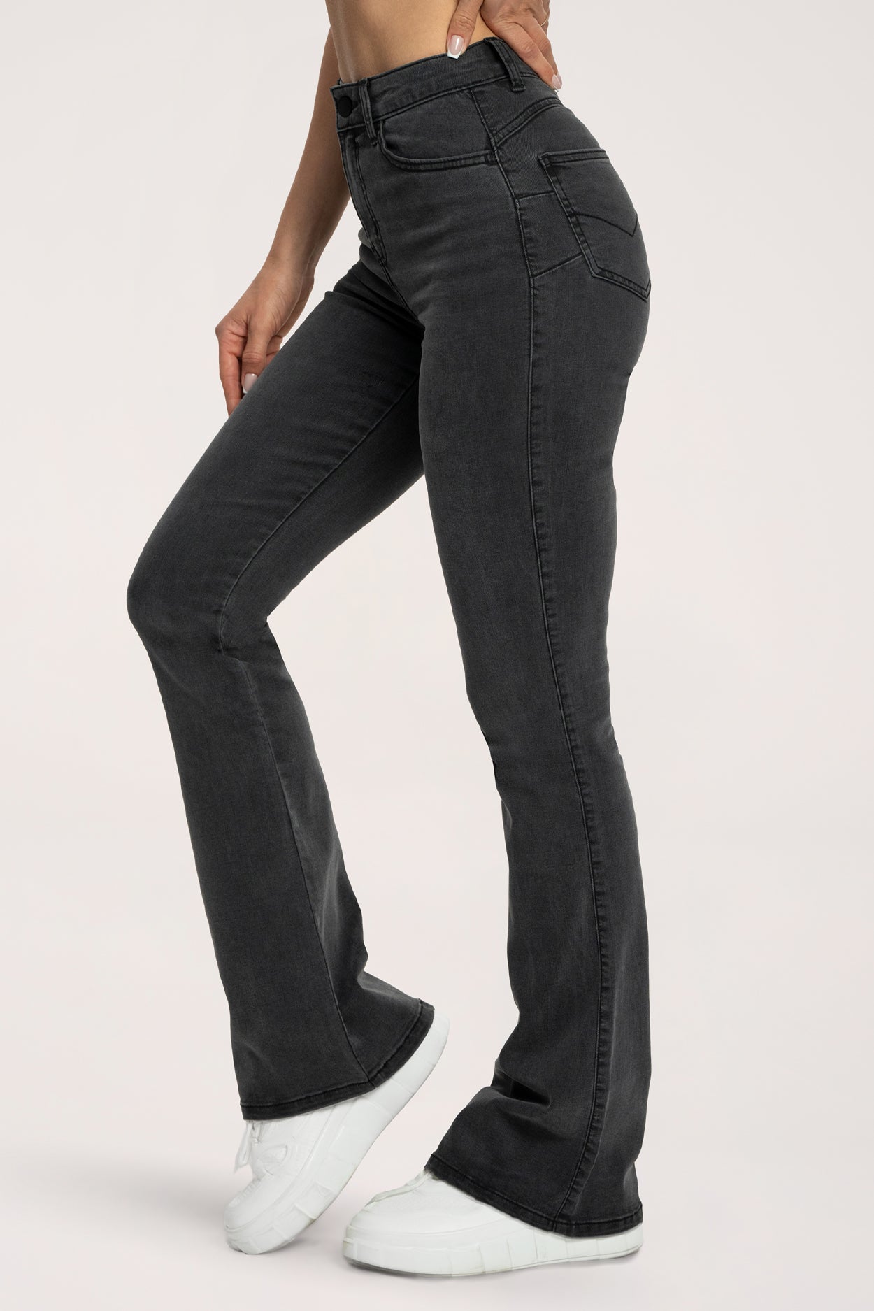 Jeansy dzwony perfect slim black long