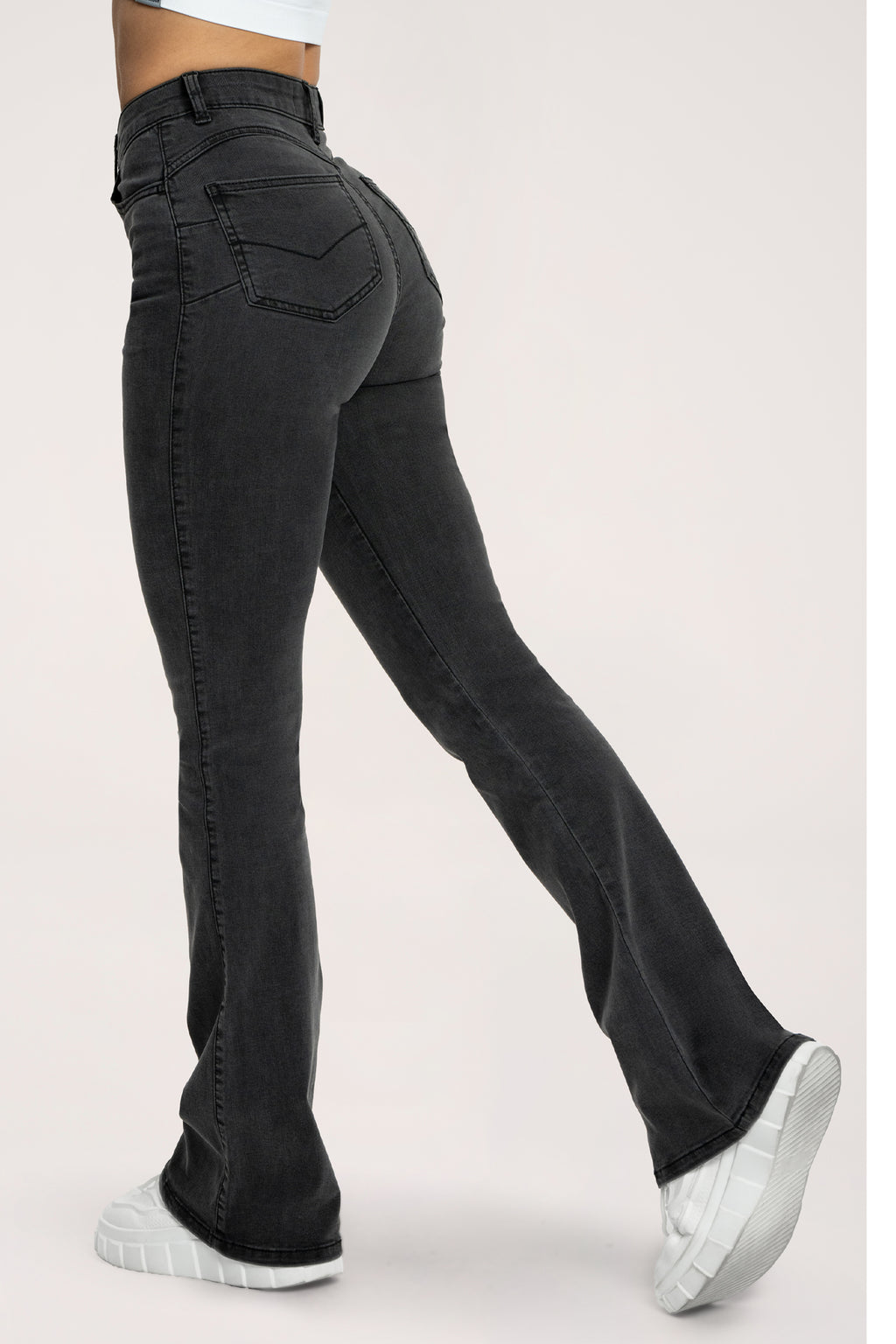 Jeansy dzwony perfect slim black long