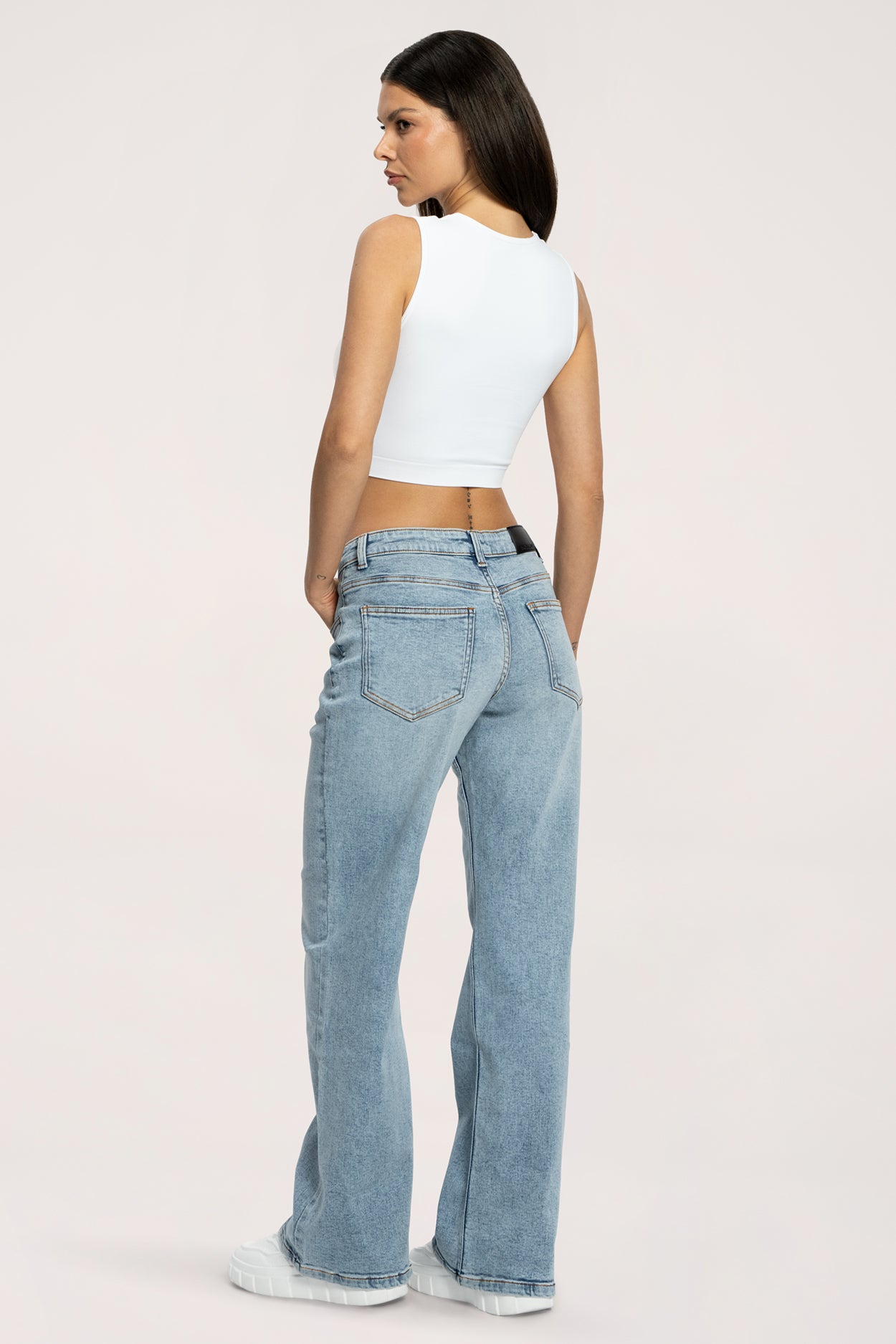 Jeansy wide z niskim stanem light blue long