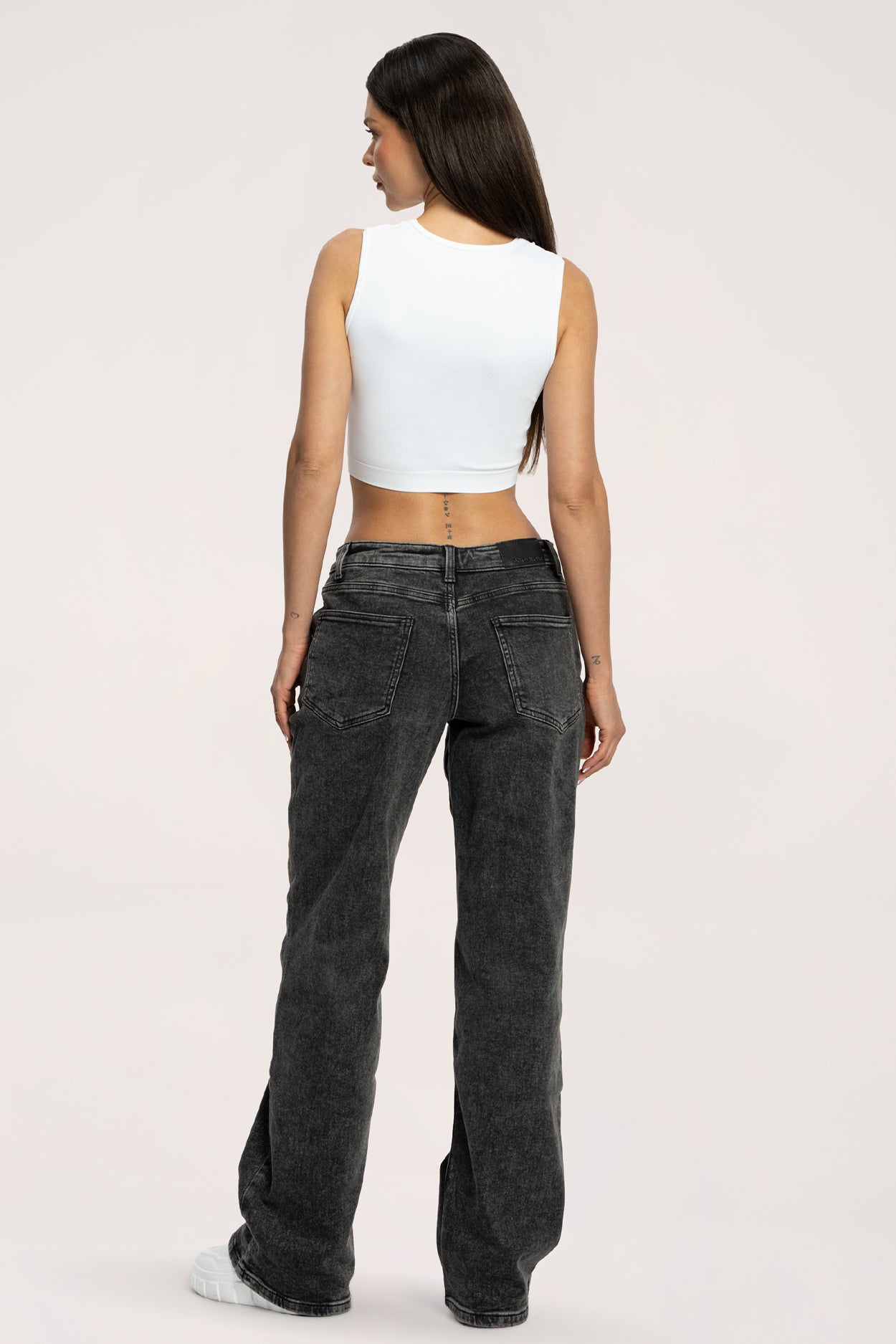 Jeansy wide z niskim stanem grey long