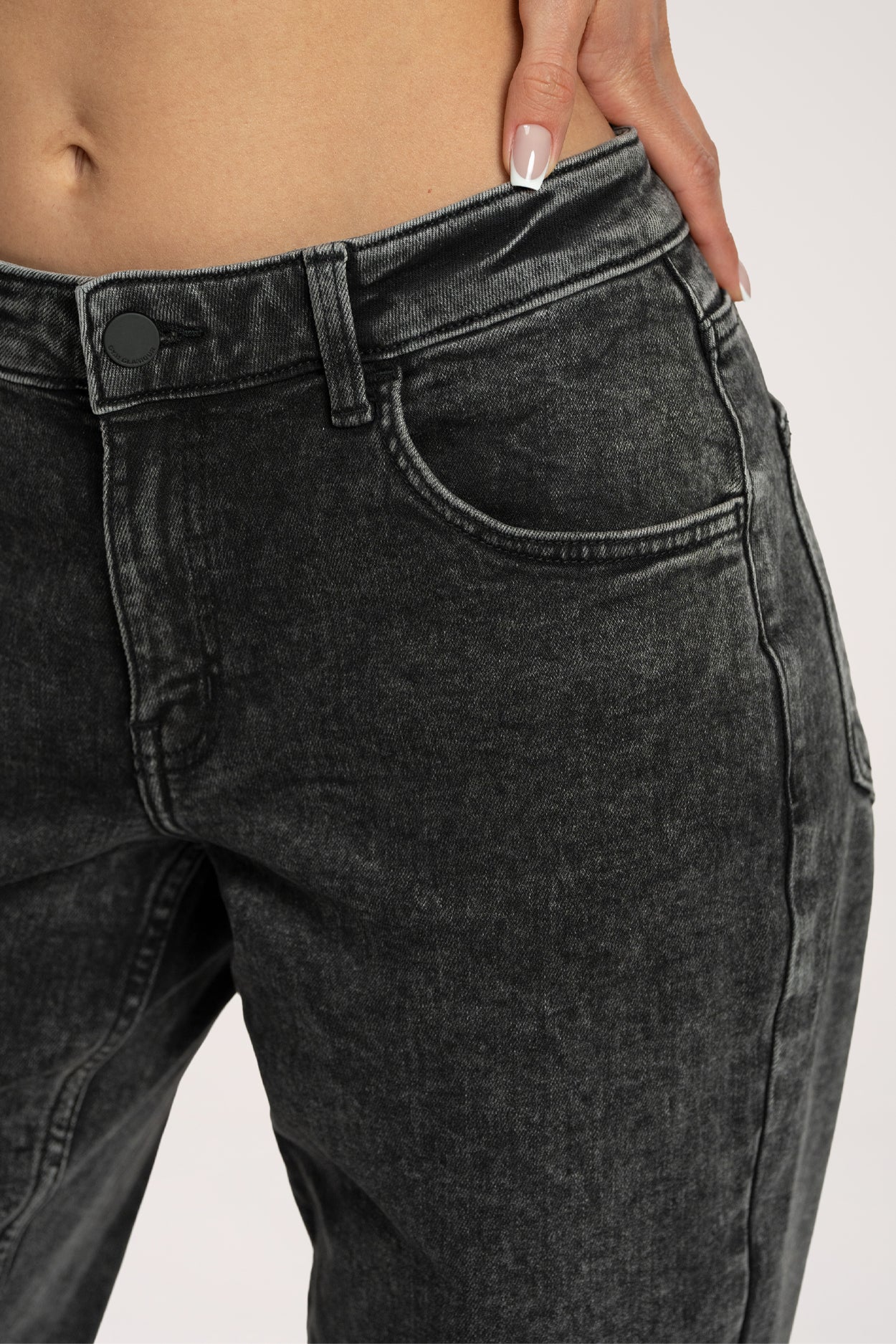 Jeansy wide z niskim stanem grey long