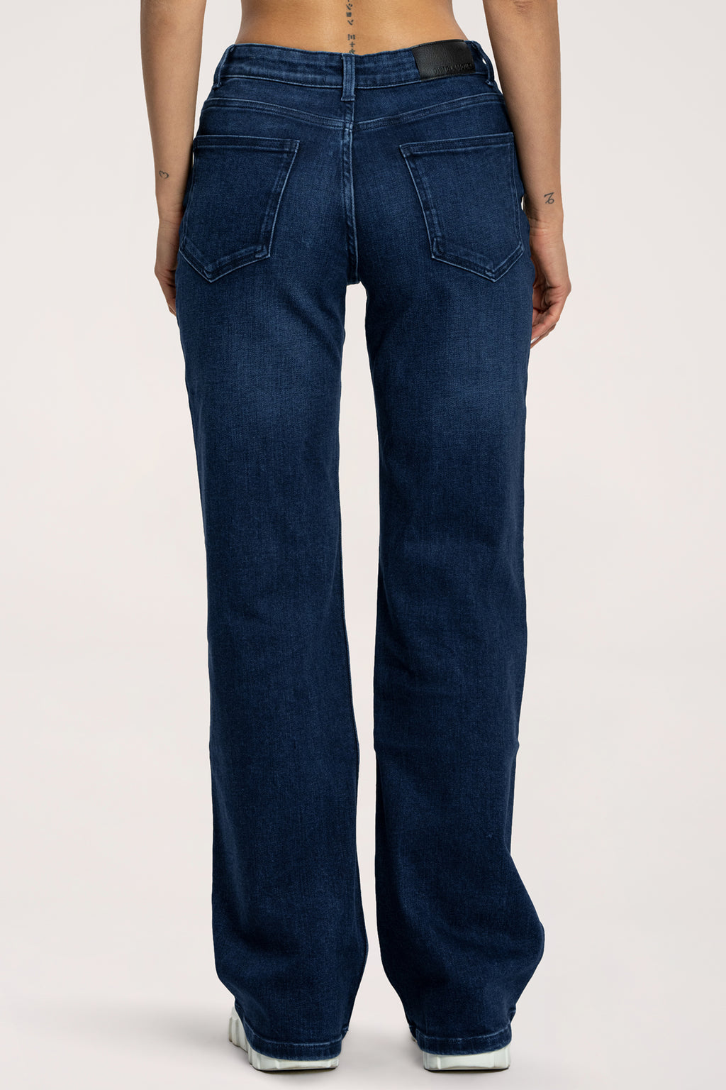 Jeansy wide z niskim stanem navy blue long