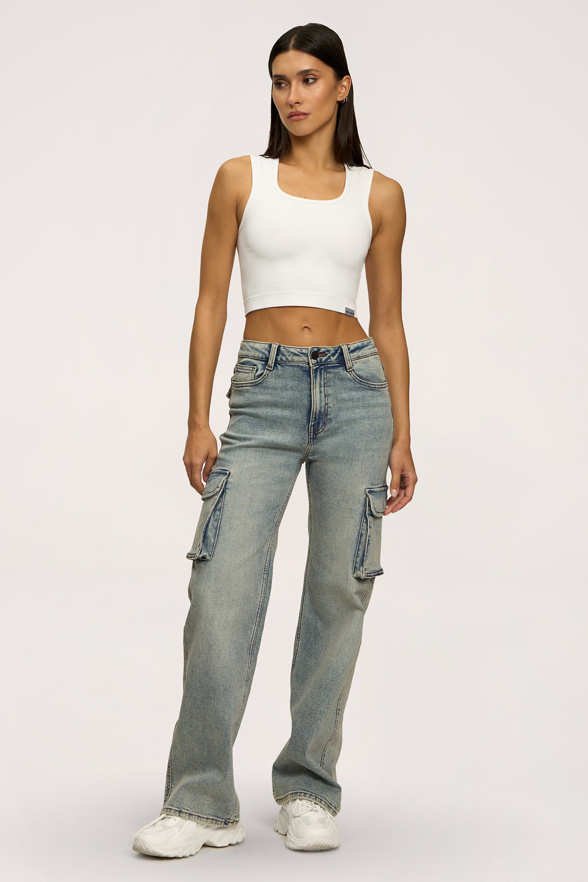 Jeansy cargo blue