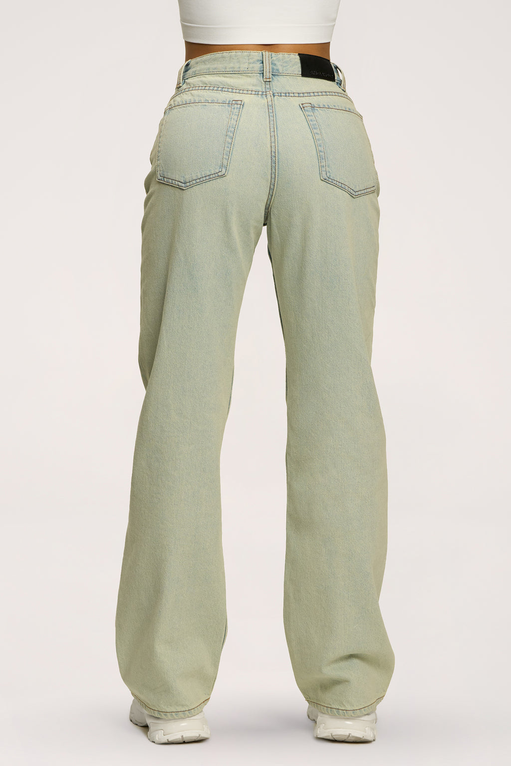 Jeansy wide relaxed light green