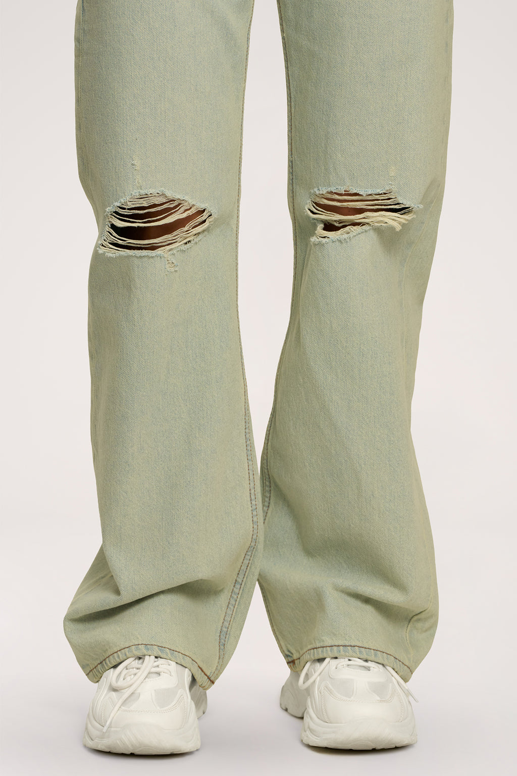 Jeansy wide relaxed light green
