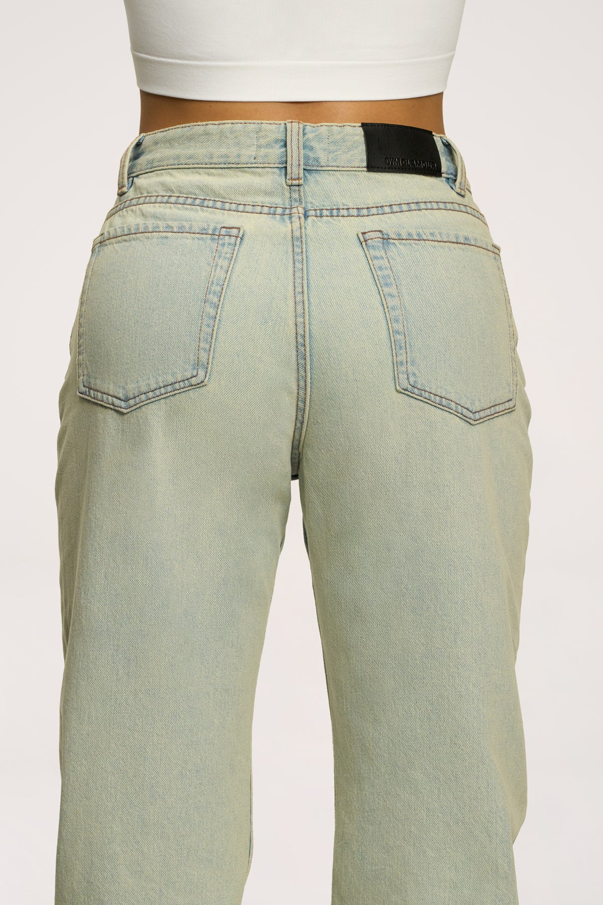 Jeansy wide relaxed light green