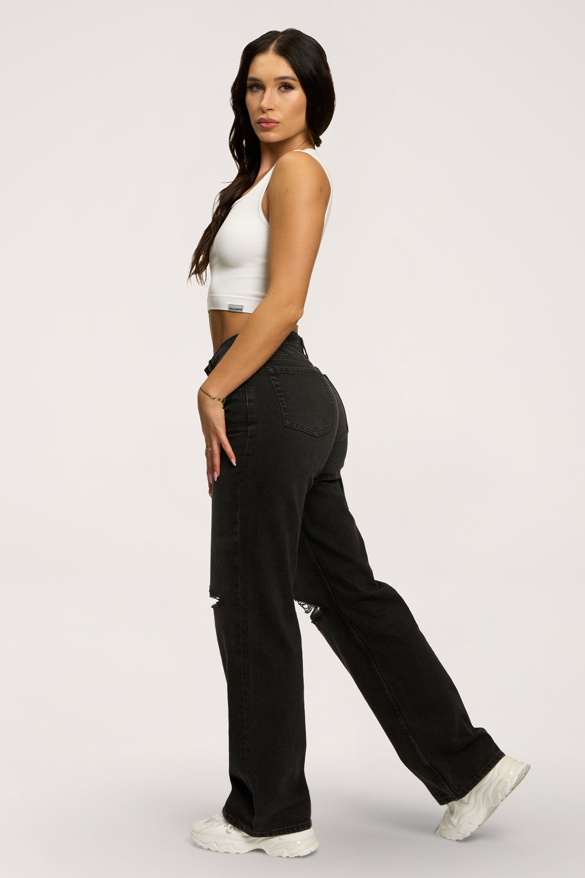 Jeansy wide relaxed black