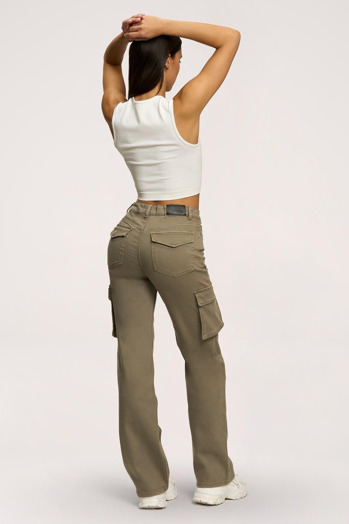 Jeansy cargo green olive