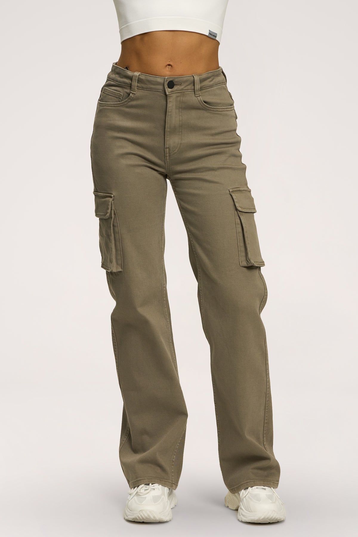 Jeansy cargo green olive