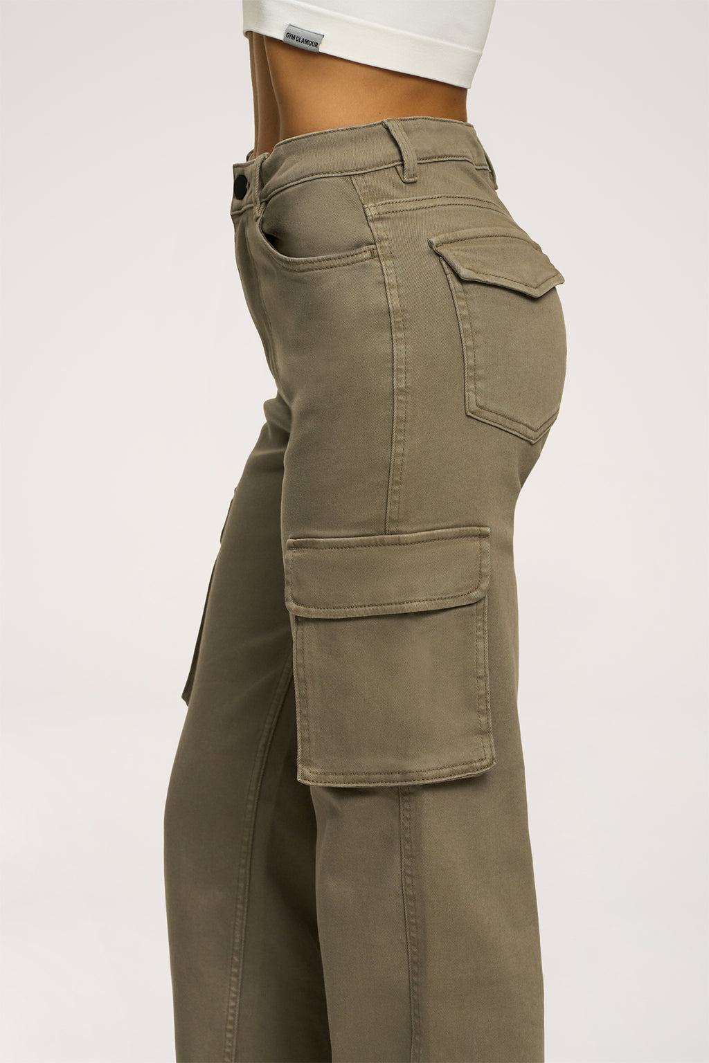 Jeansy cargo green olive