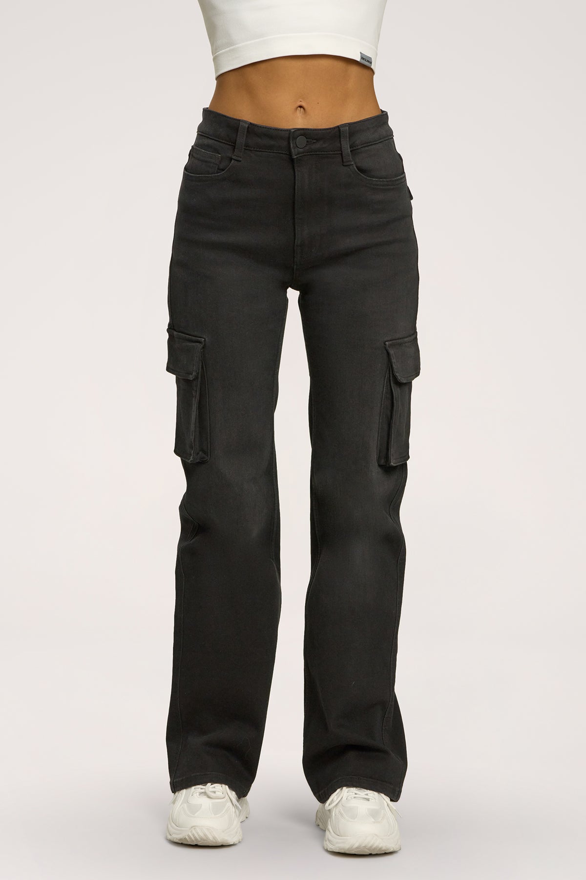 Jeansy cargo black