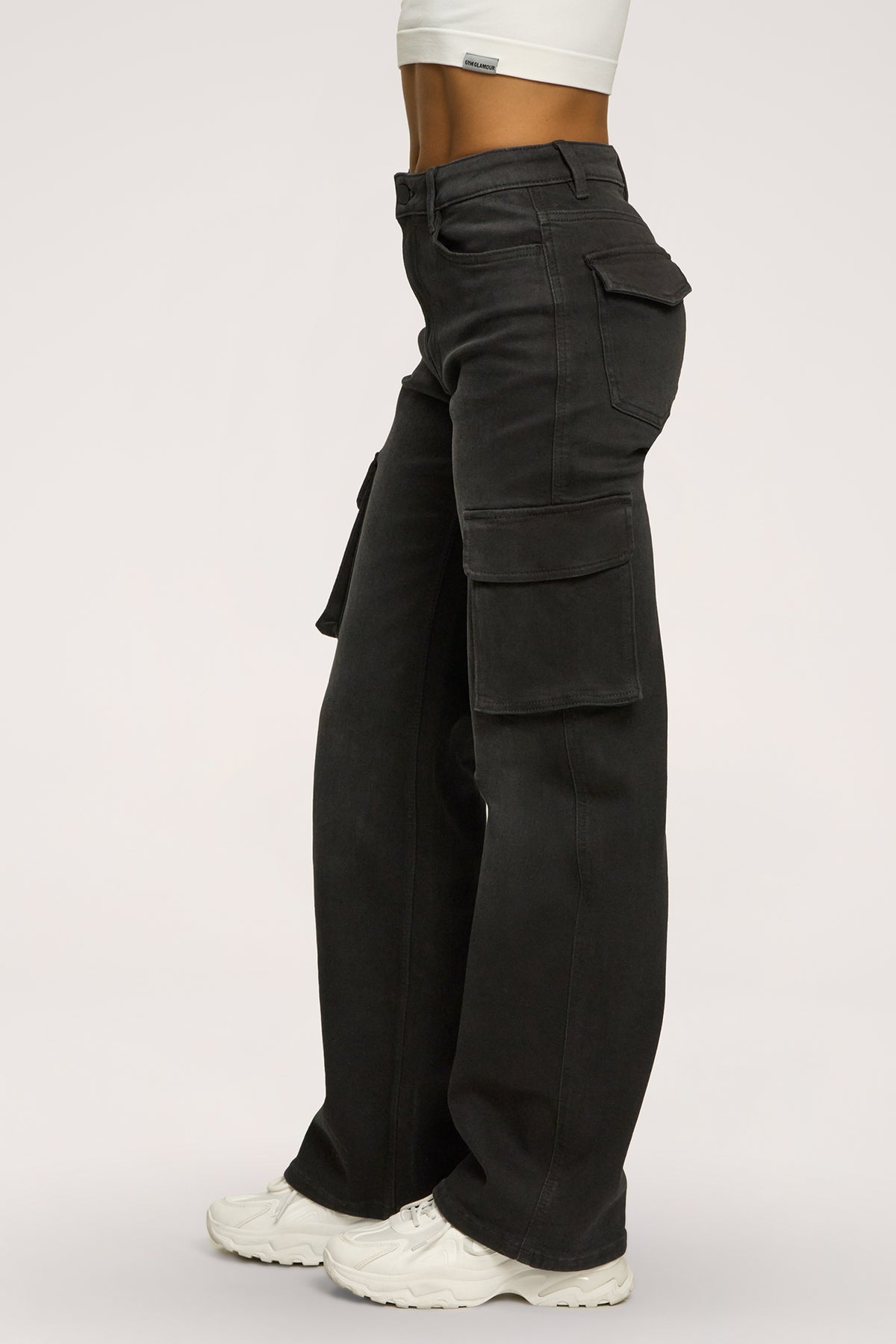 Jeansy cargo black