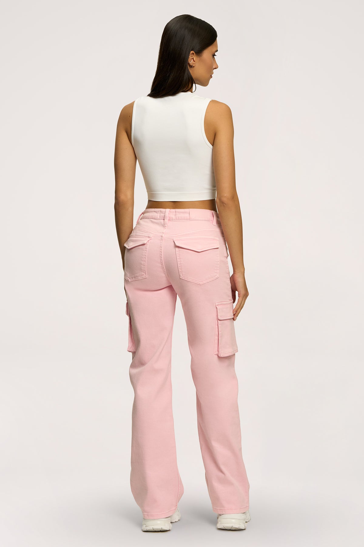Jeansy cargo light pink