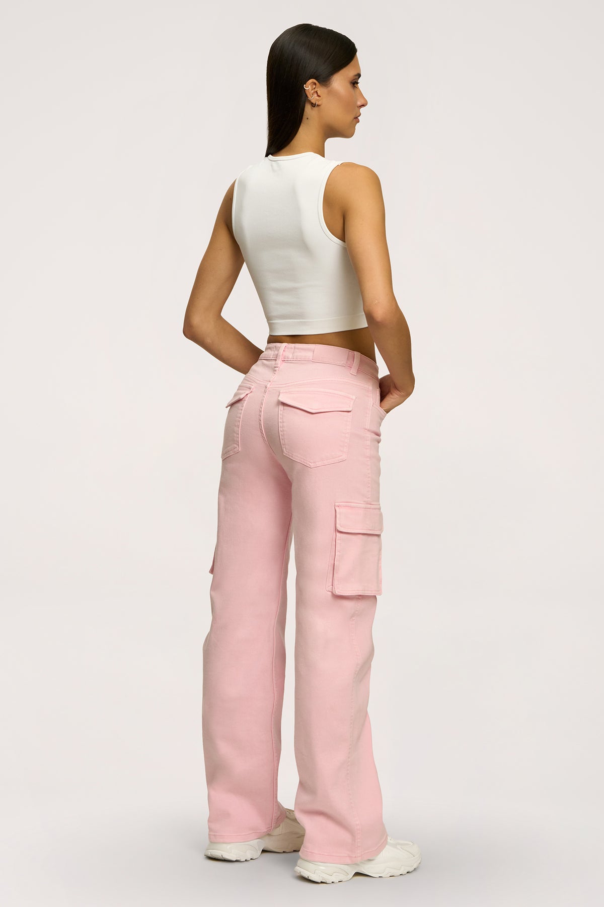 Jeansy cargo light pink