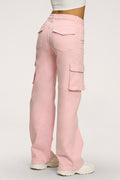 Jeansy cargo light pink