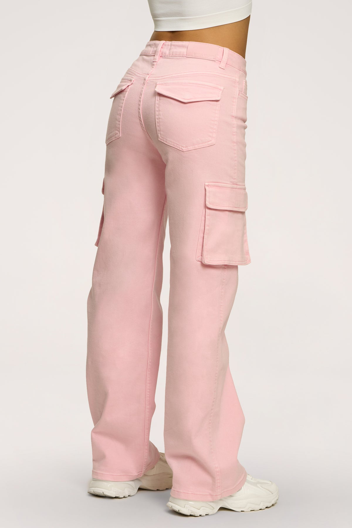 Jeansy cargo light pink
