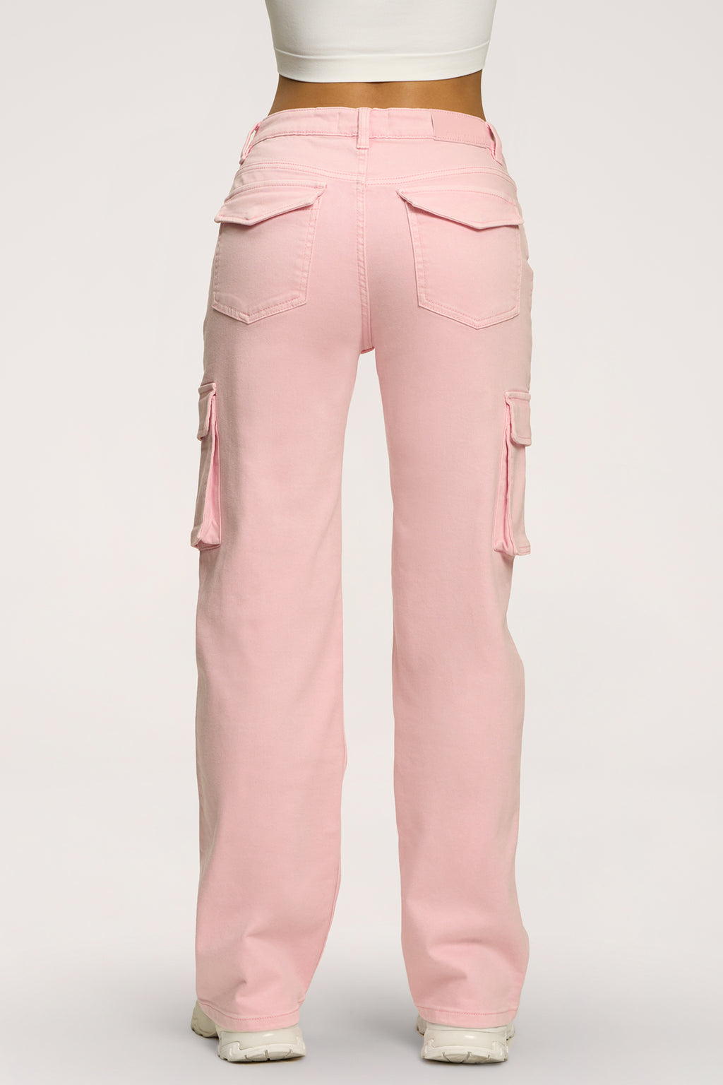 Jeansy cargo light pink