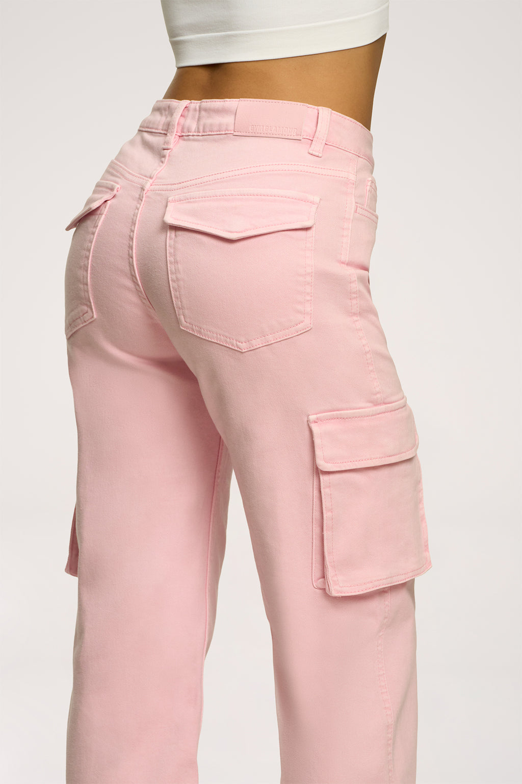 Jeansy cargo light pink