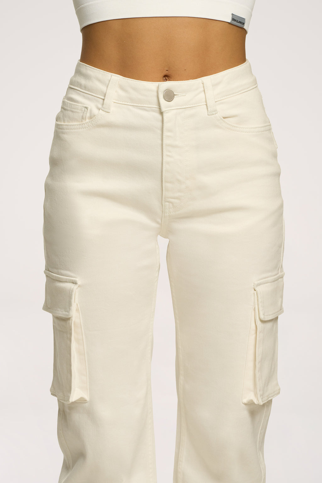 Jeansy cargo off white