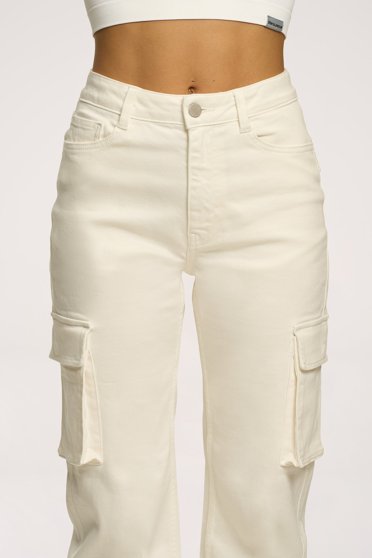 Jeansy cargo off white