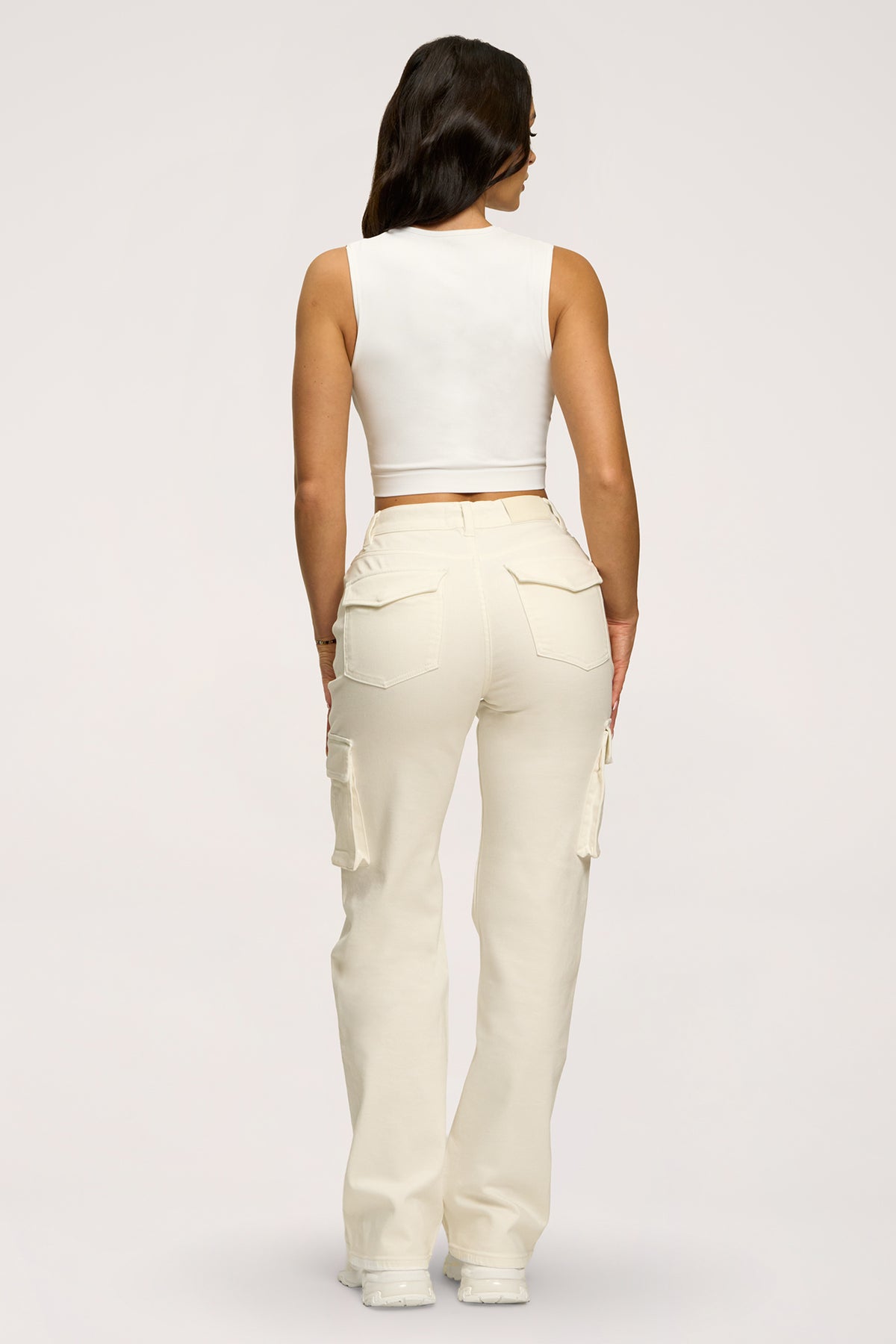 Jeansy cargo off white