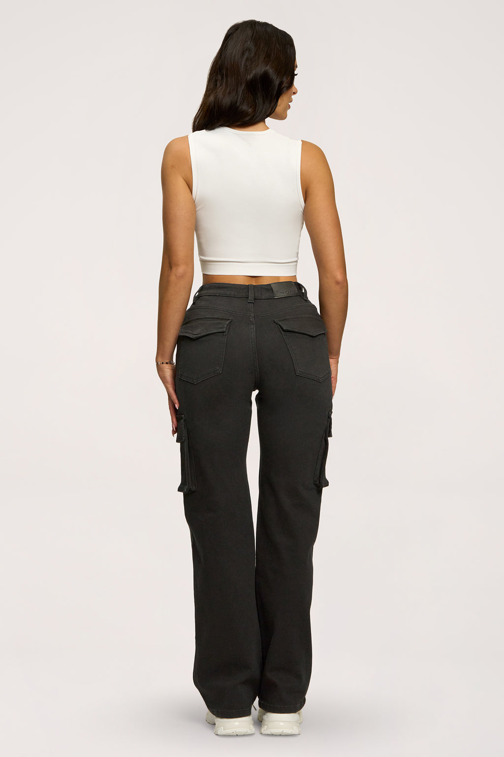 Jeansy cargo black