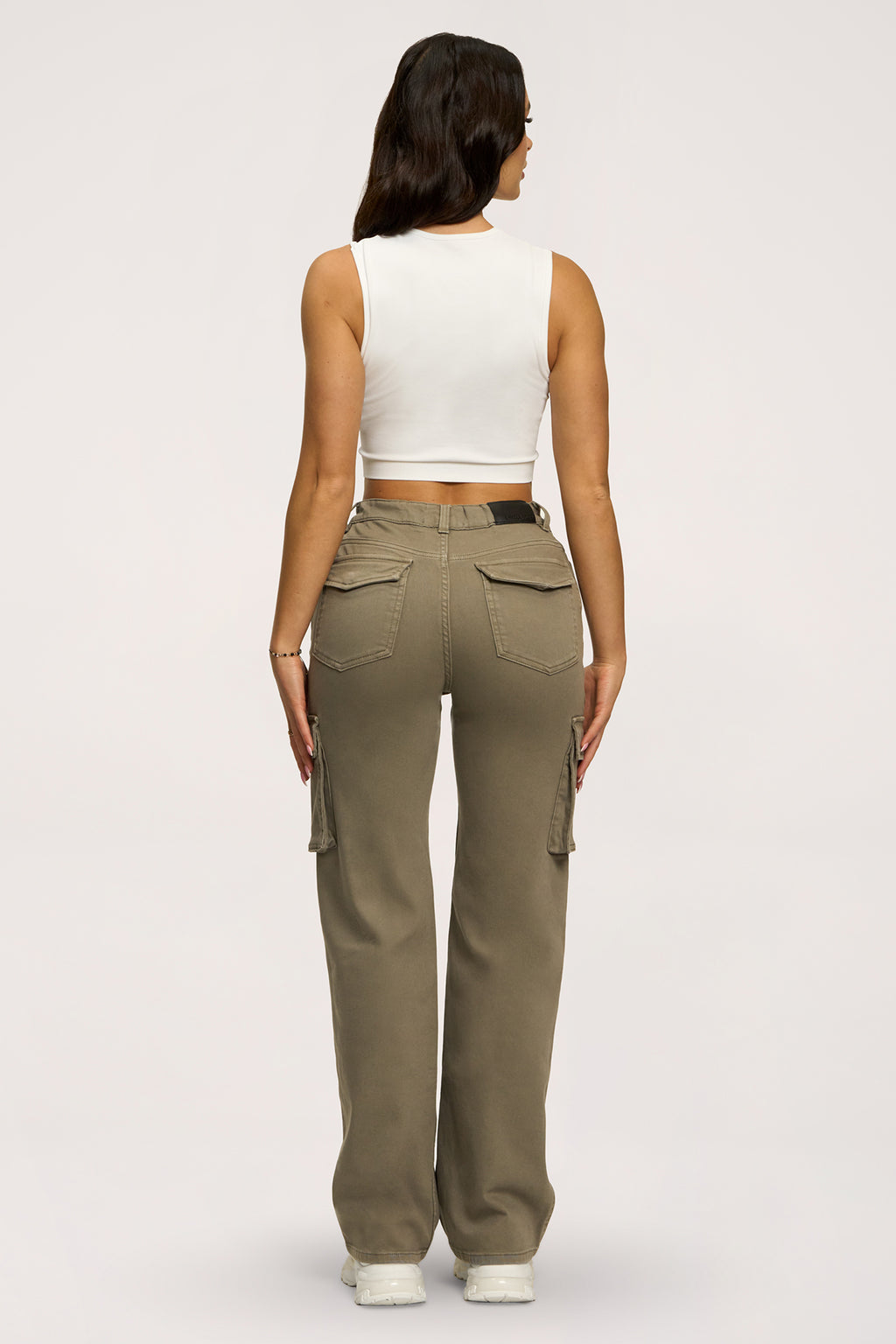 Jeansy cargo green olive