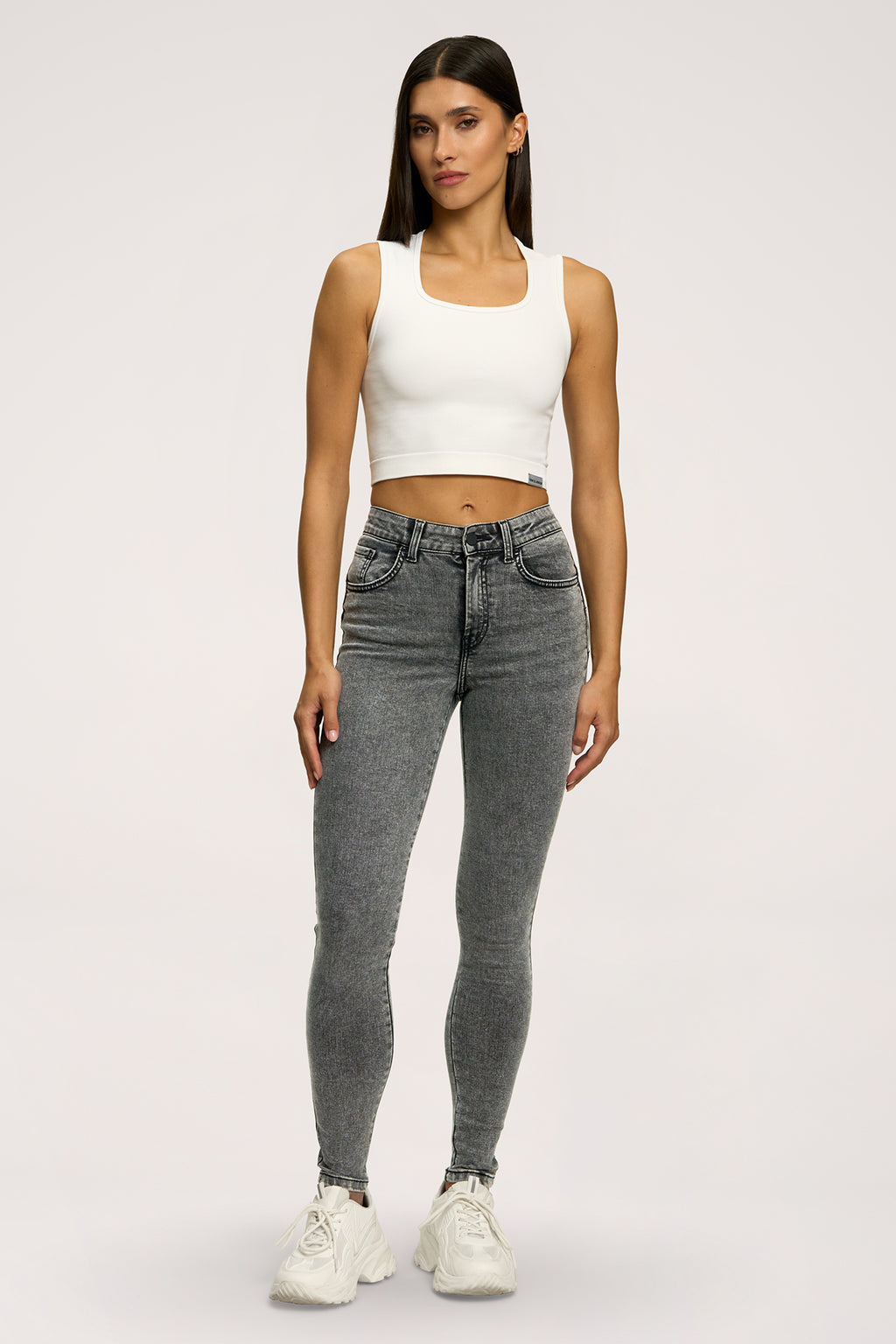 Jeansy skinny perfect slim light grey