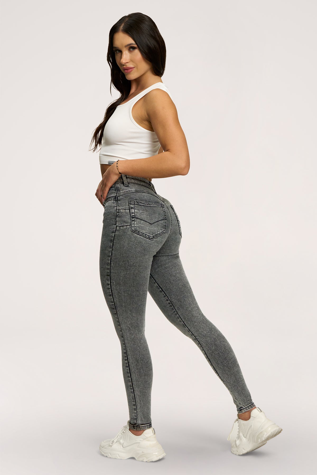 Jeansy skinny perfect slim light grey