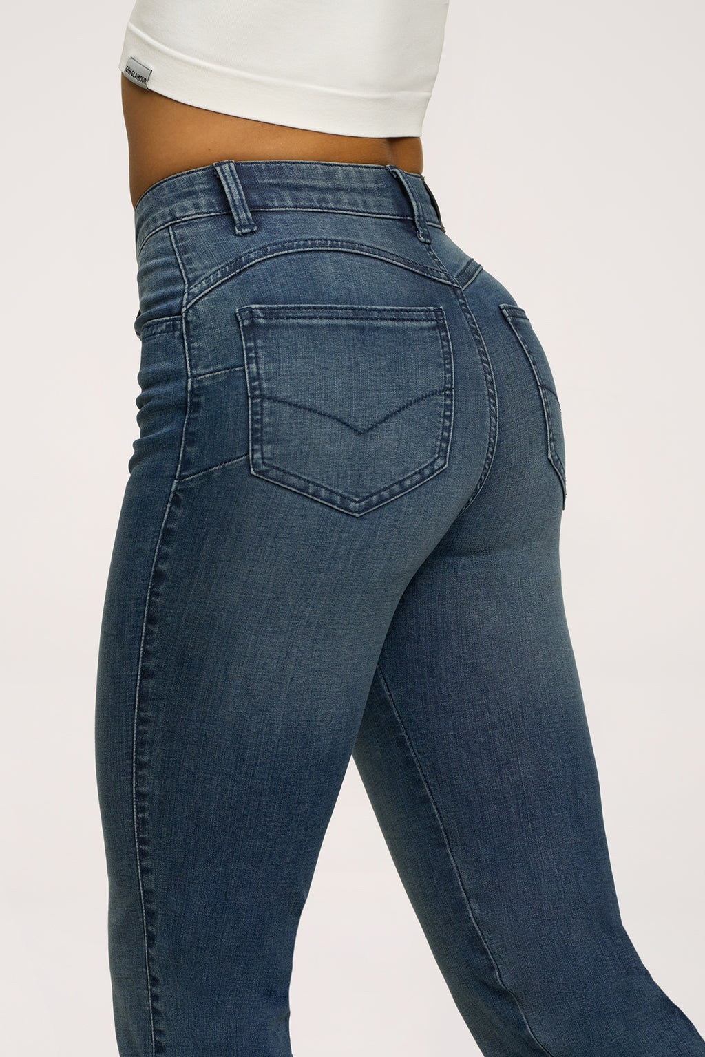 Jeansy dzwony perfect slim navy blue