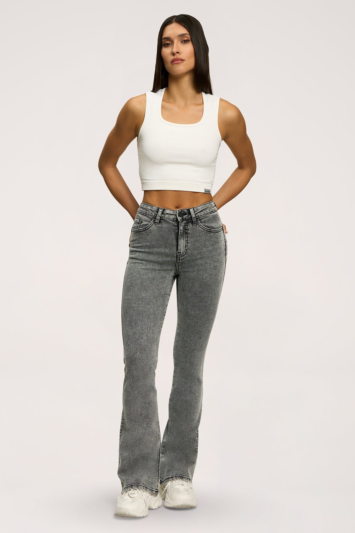 Jeansy dzwony perfect slim grey