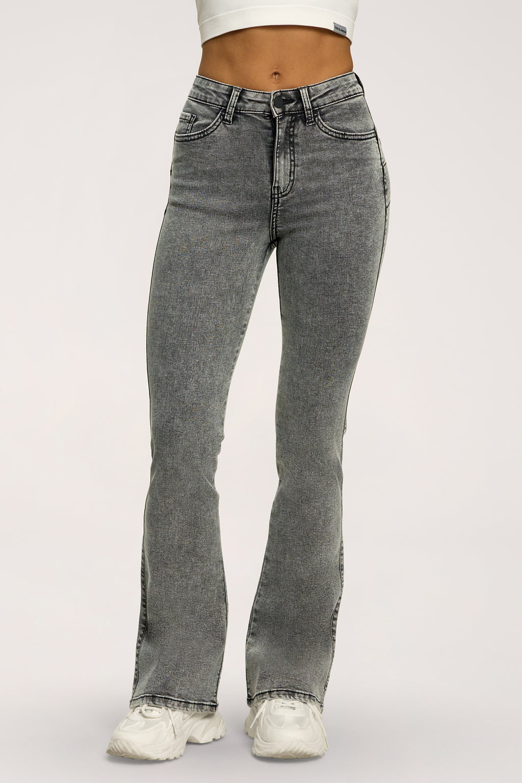 Jeansy dzwony perfect slim grey