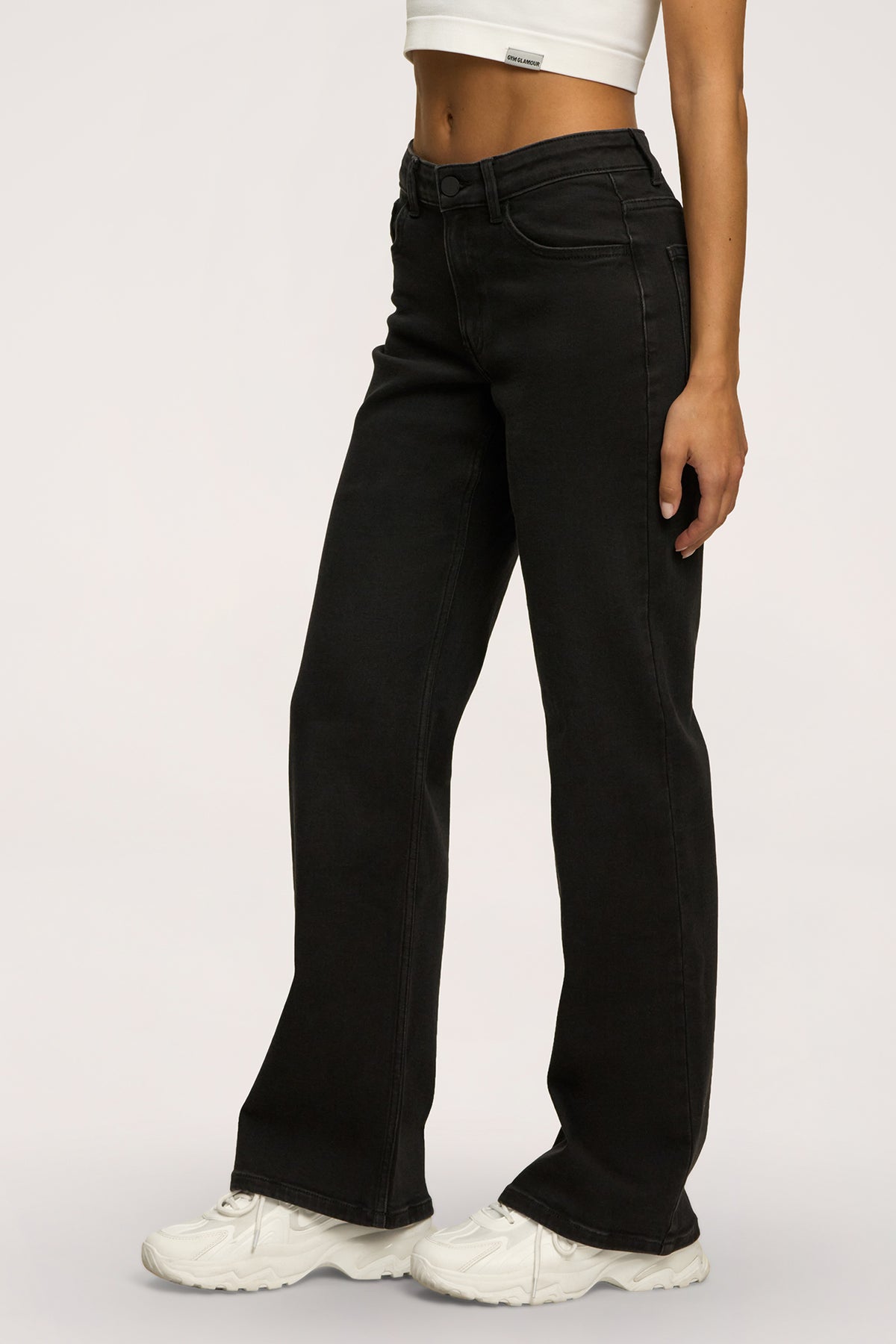 Jeansy wide z niskim stanem black