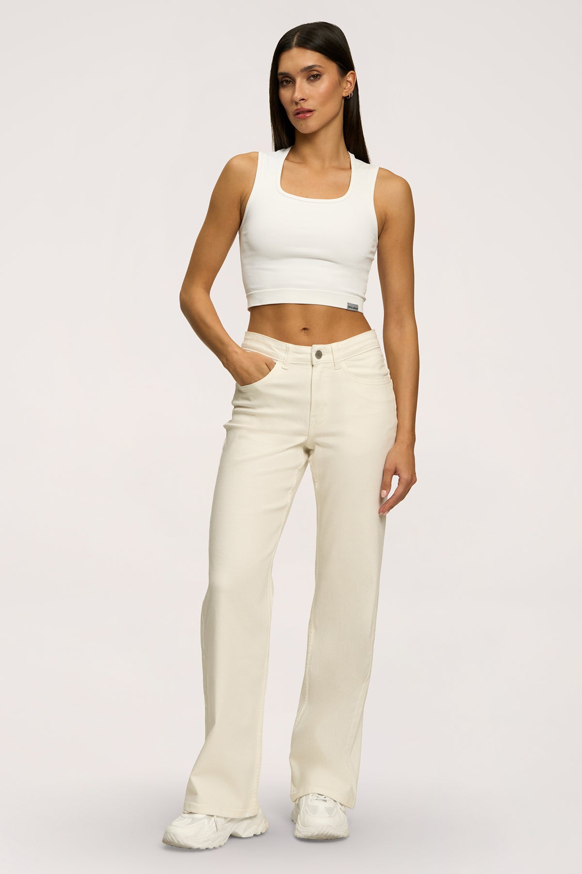 Jeansy wide z niskim stanem off white