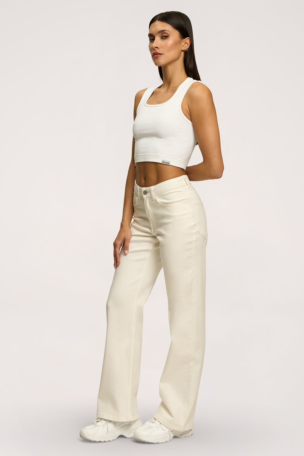 Jeansy wide z niskim stanem off white