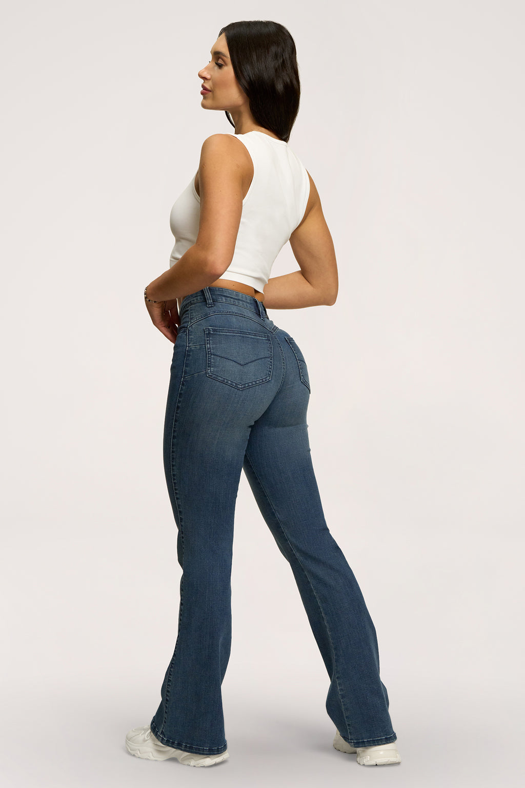Jeansy dzwony perfect slim navy blue