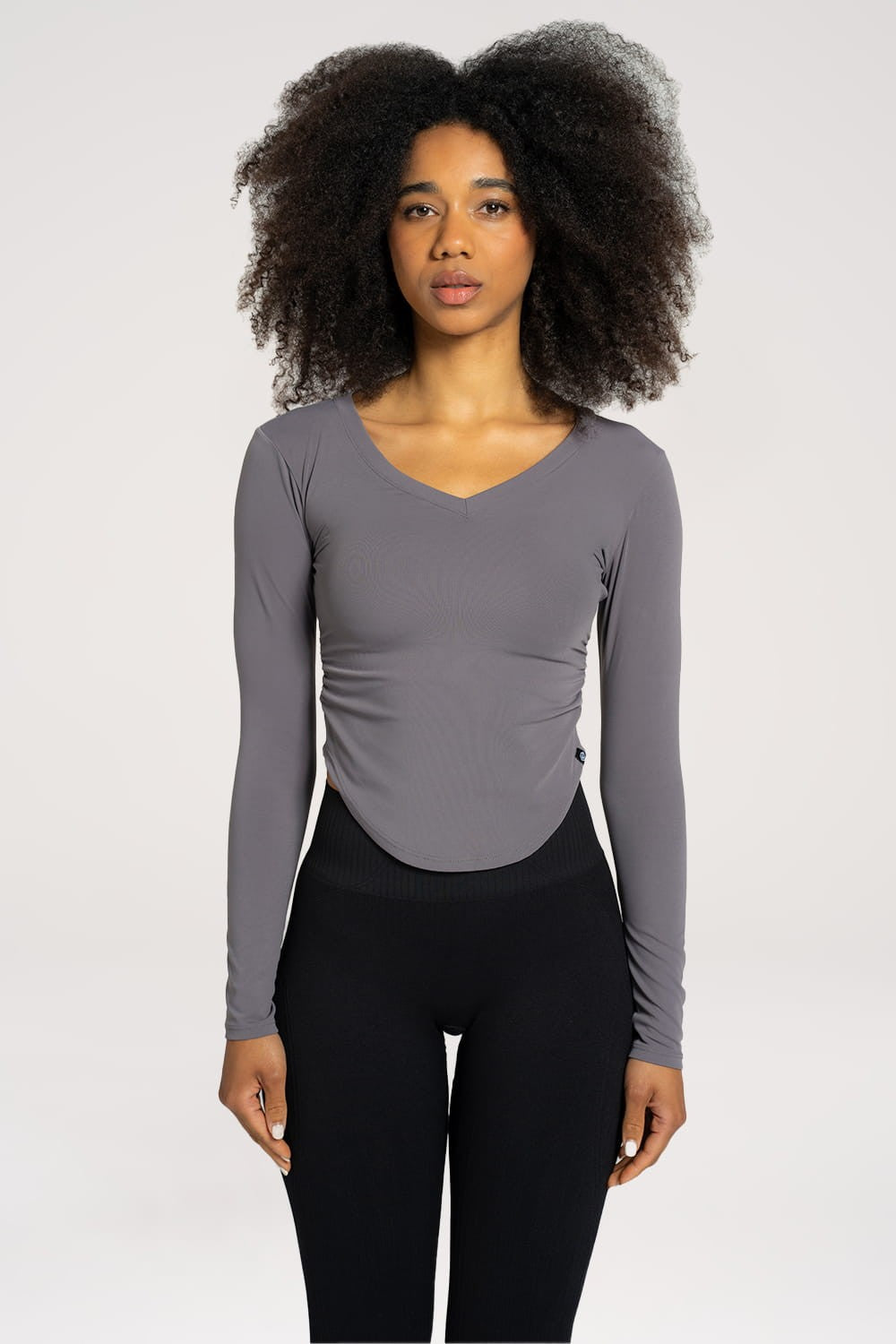 Bluzka wycięta z długimi rękawami grey