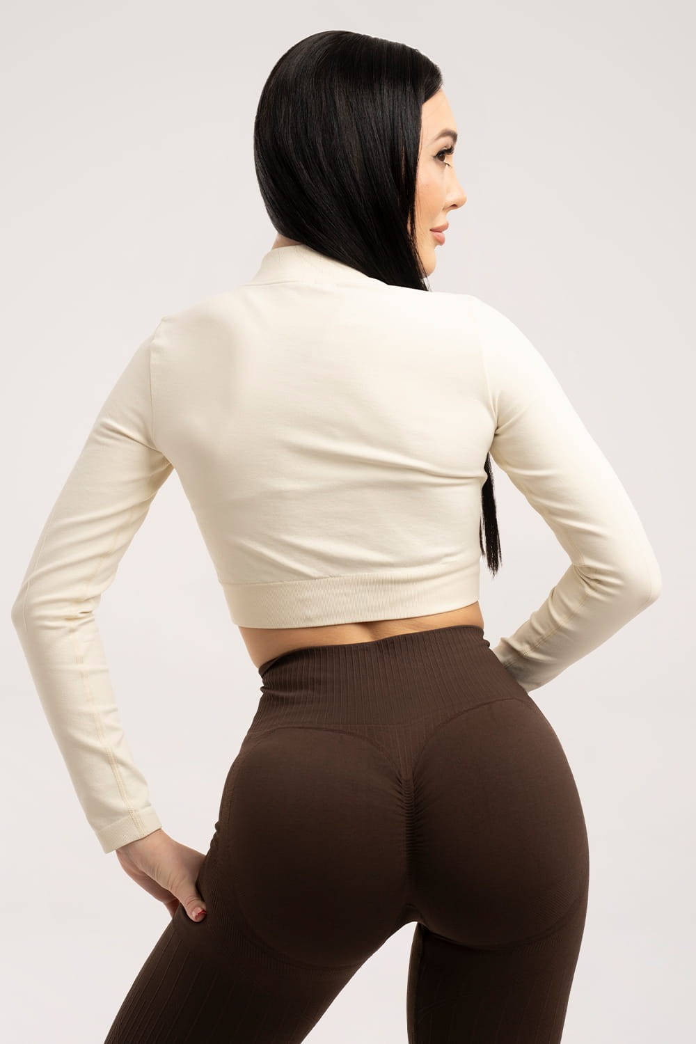 Bluza bezszwowa rozpinana cream