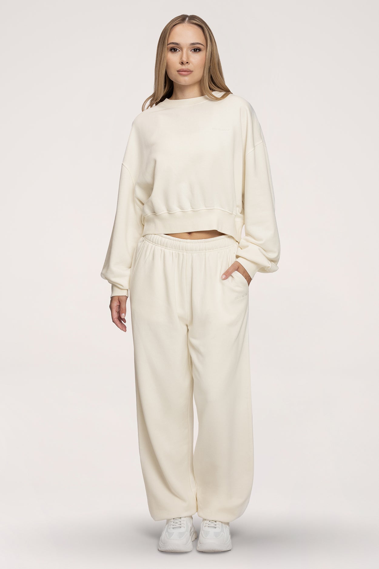 Spodnie dresowe ze ściągaczem Easy off white