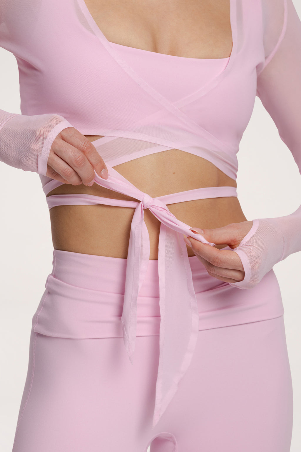 Wiązana narzutka pilates era pink
