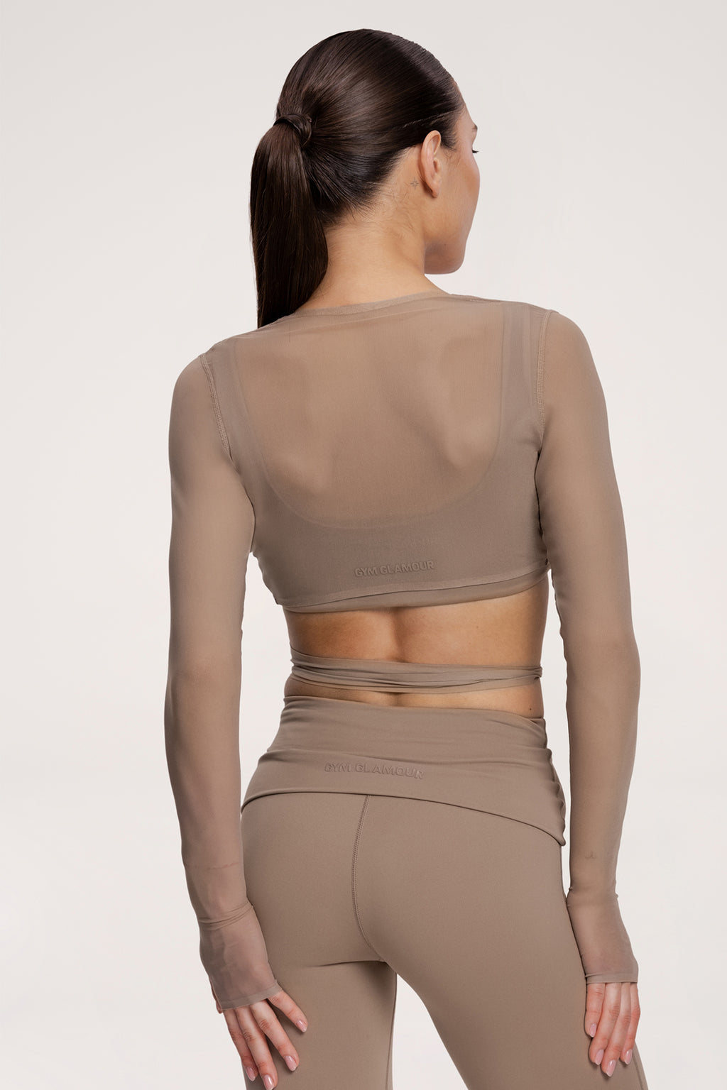 Wiązana narzutka pilates era warm beige