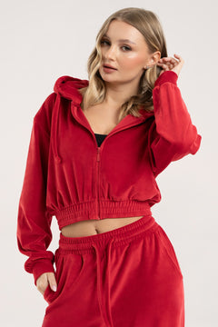 Bluza rozpinana velour red