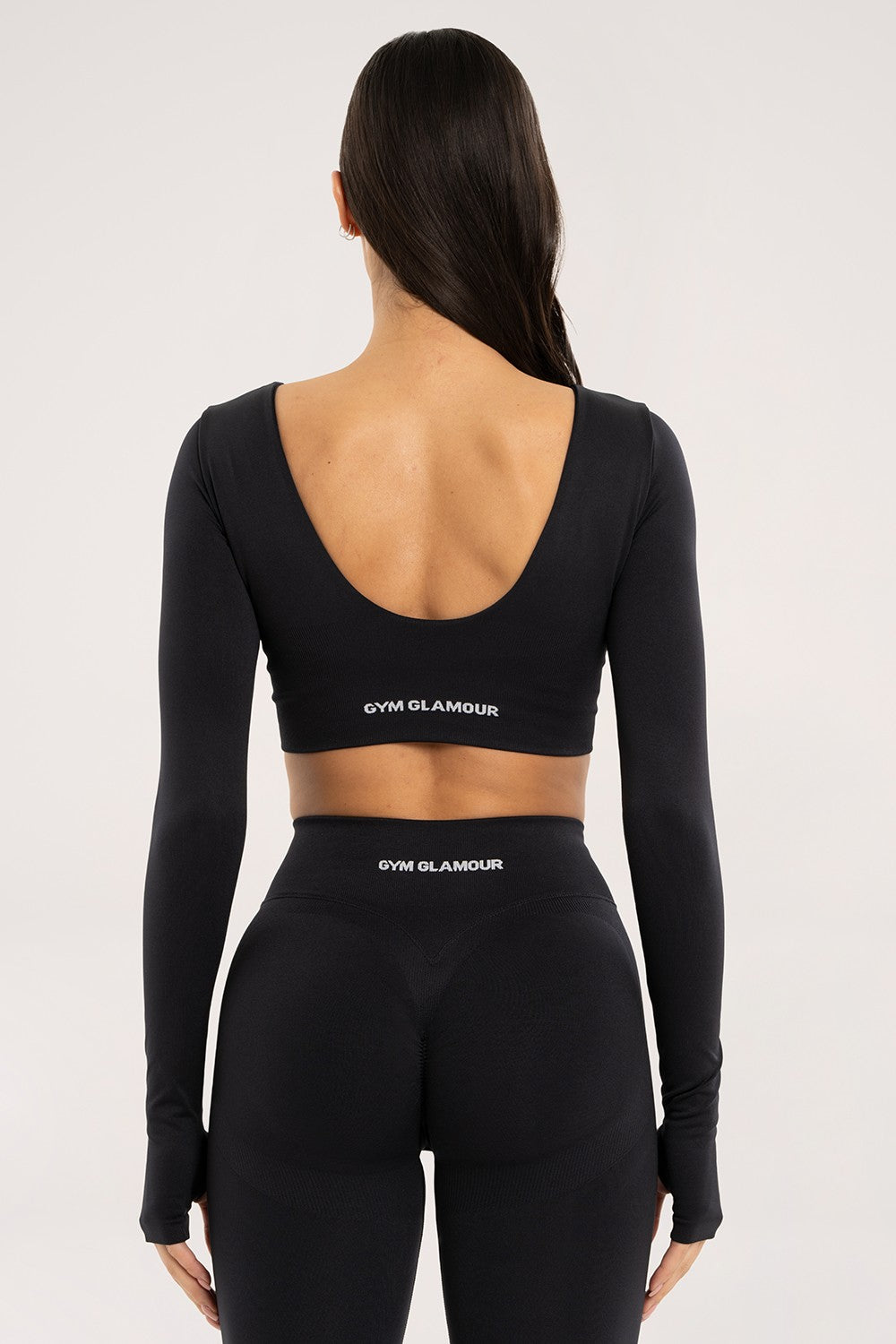 Longsleeve z odkrytymi plecami czarny