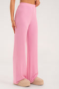 Szerokie spodnie casual light pink
