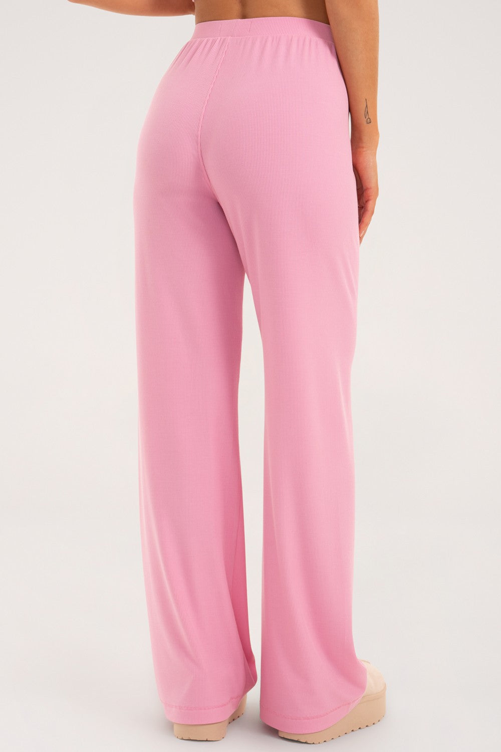 Szerokie spodnie casual light pink