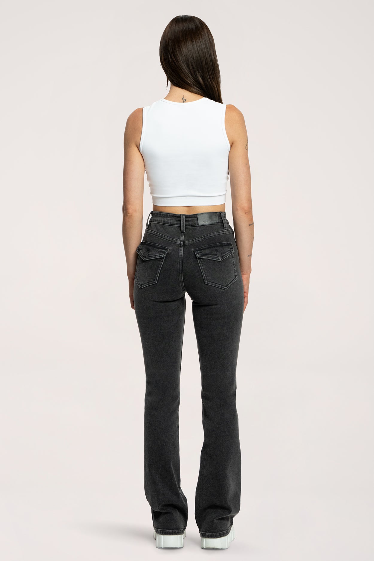 Jeansy dzwony push up black
