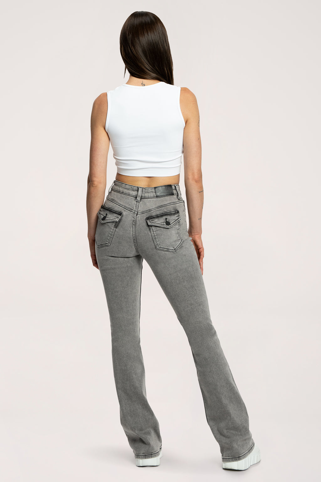 Jeansy dzwony push up light grey